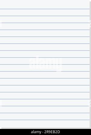 Paper lined notebook memo page white sheet template illustration for school education and office for background Stock Vector
