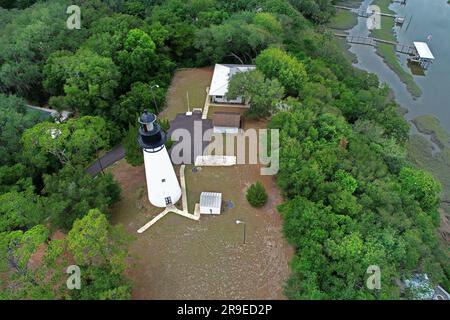 Amelia Island Light is the oldest  lighthouse in  Florida. It is located in Fernando Beach Florida USA. Stock Photo