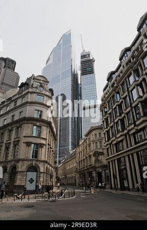 22 Bishopsgate and 8 Bishopsgate under construction viewed from Threadneedle Street London July 2022 Stock Photo