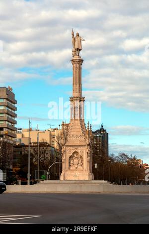 Madrid, Spain - FEB 19, 2022: Plaza de Colon, Columbus Square, is located in the encounter of Chamberi, Centro and Salamanca districts of Madrid, Spai Stock Photo