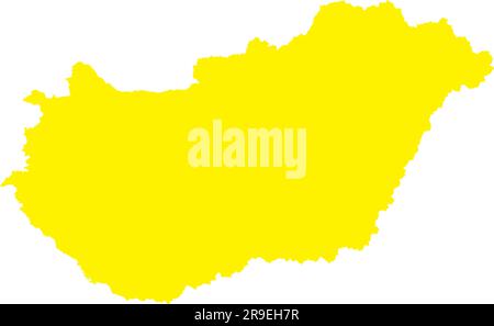 YELLOW CMYK color map of HUNGARY Stock Vector