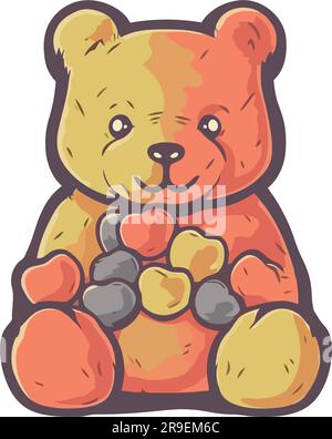 cute candy bear over white Stock Vector