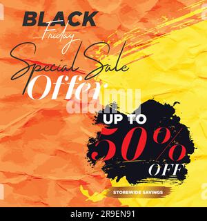 Black Friday Super Sale banner. black friday sale web banner. black friday sale post. mega promotion discount template. Black Friday offer sale banner Stock Vector