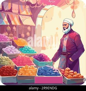 One person shopping for fresh organic food over white Stock Vector