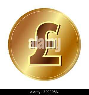 Gold pound sterling symbol Golden coin icon Money design Currency sign in gold Vector illustration Isolated on white background Stock Vector