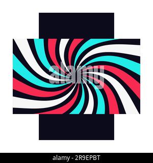 Abstract cross swirl background for popular social network. White - blue - pink on black modern advertising design. Vector illustration Isolated on wh Stock Vector