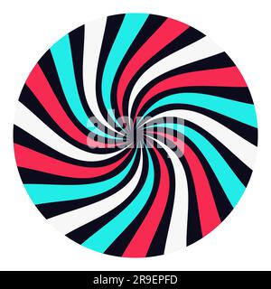 Abstract circle swirl background for popular social network. White - blue - pink on black modern advertising design. Vector illustration Isolated on w Stock Vector