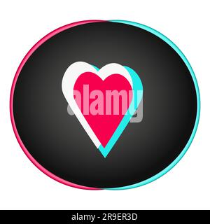 Icon for a popular social network. Black-blue-pink modern advertising social media design. Circle illustration Vector Isolated on white background Stock Vector