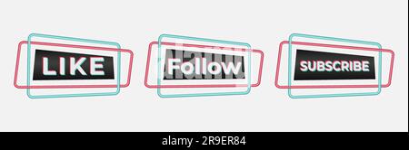 Stickers set for popular social networks. Black-blue-pink modern advertising social media design. Horizontal picture frame Vector illustration Isol Stock Vector