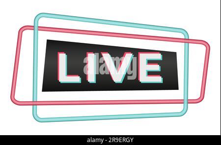 Sticker for a popular social network. Black-blue-pink modern advertising social media design. Horizontal picture frame Vector illustration Isolated Stock Vector