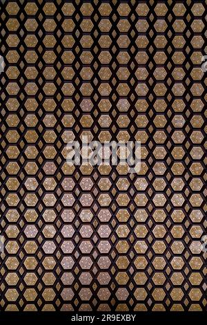 Moorish style hexagonal pattern with floral ornaments found at the Plaza de Espana in Seville, Spain. Stock Photo