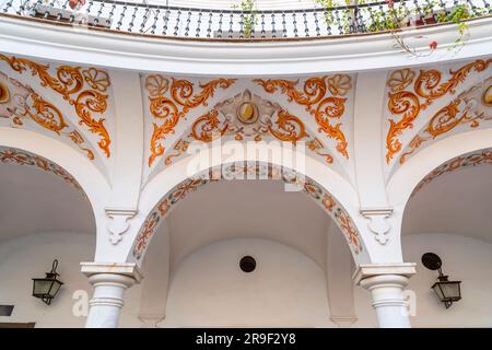 The Plaza del Cabildo is located in the Arenal neighborhood, in the Casco Antiguo district of the Spanish city of Seville. Stock Photo