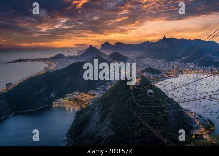 Dramatic sunset over Rio de Janeiro city, Brazil, South America. Stock Photo