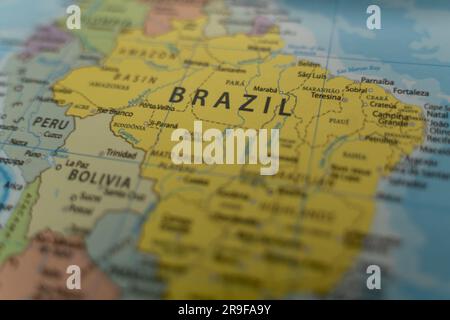 Brazil On World Map Stock Photo Alamy Brazil On World Map 2r9fa9y 