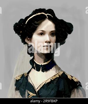 Vector of Ada Lovelace, early computer programer and mathematician, computer coding Stock Vector