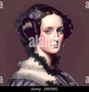 Vector of Ada Lovelace, early computer programer and mathematician, computer coding Stock Vector