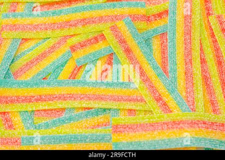 Colorful juicy gummy candies background. Top view. Jelly  sweets. Stock Photo