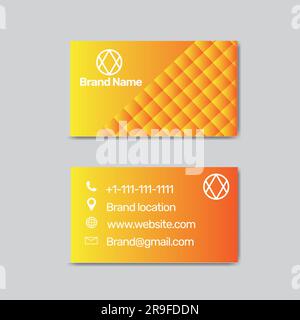 Modern Creative and Clean Business Card in yellow red gradient color. Personal visiting card with company logo. Luxury business card design template a Stock Vector