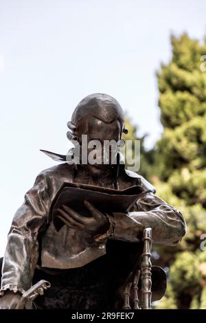 Seville, Spain-FEB 24, 2022: Statue of Wolgang Amadeus Mozart in Seville, Andalusia, Spain. Stock Photo