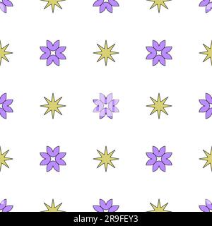 Vector seamless pattern with abstract colorful minimalistic patchwork geometric elements. Contemporary simple various shapes, curves, lines, zigzag. P Stock Vector
