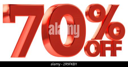 70 % off discount for sale promotion. 3d number with percent sign. Isolated on white background Stock Photo