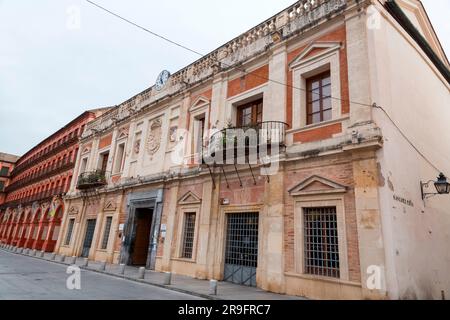 Cordoba, Spain - February 25, 2022: View of famous Corredera Square, Plaza de la Corredera in Cordoba, Spain. The plaza is a rectangular square, one o Stock Photo