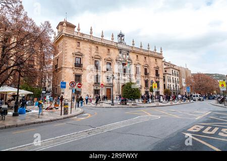 Granada, Spain - February 22, 2022: The Supreme Court of Andalusia located at the Plaza Nueva in Granada, Spain. Stock Photo