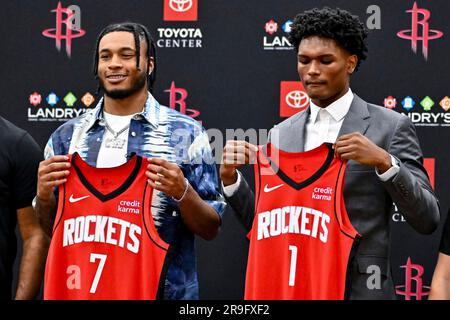 NBA Draft: Houston Rockets welcome top draft picks Whitmore, Thompson at  Toyota Center at introductory press conference - ABC13 Houston