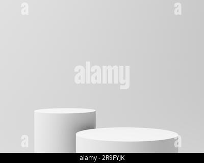 Product display. Display plinths. Stand. White color. 3d illustration. Stock Photo