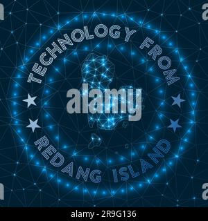 Technology From Redang Island. Futuristic geometric badge of the island. Technological concept. Round Redang logo. Vector illustration. Stock Vector