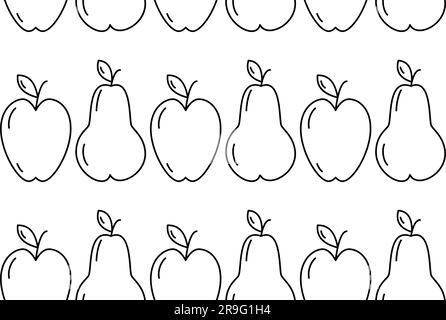 Seamless pattern of seasonal fruits apple and pear. Isolate. Happy Thanksgiving day. Vector. EPS. Design for wrapping, wallpaper, poster, banner, brochures or web, cards, label, price or web backdrop. Stock Vector