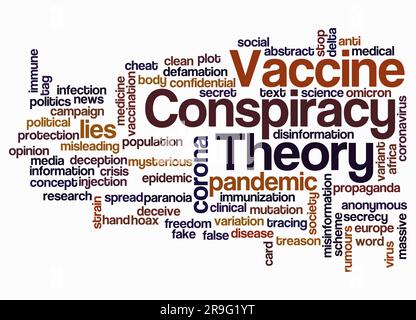 Word Cloud with VACCINE CONSPIRACY THEORY concept create with text only. Stock Photo