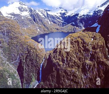 Sutherland Falls, Fiordland National Park, Southland Region, South Island, New Zealand Stock Photo