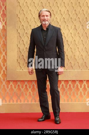 London, UK. 26th June, 2023. Mads Mikkelsen attends the 'Indiana Jones And The Dial Of Destiny' UK Premiere at Cineworld Leicester Square in London. Credit: SOPA Images Limited/Alamy Live News Stock Photo