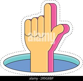 Isolated colored groovy hand gesture cute sticker icon Vector Stock ...