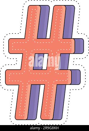 Isolated colored groovy hashtag sticker icon Vector Stock Vector