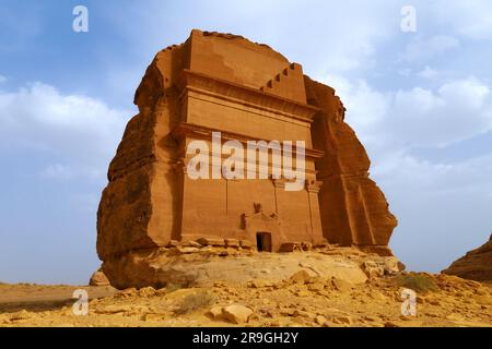 Al Ula old city , Saudi Arabia - jun 7 2023- The Nabataeans or Nabateans Tombs Civilization in Madain Saleh in Al Ula -  Qasr al-Farid Stock Photo