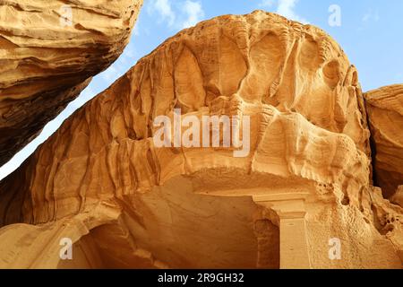 Al Ula old city , Saudi Arabia - jun 7 2023- The Nabataeans or Nabateans Tombs Civilization in Madain Saleh in Al Ula -  Qasr al-Farid Stock Photo