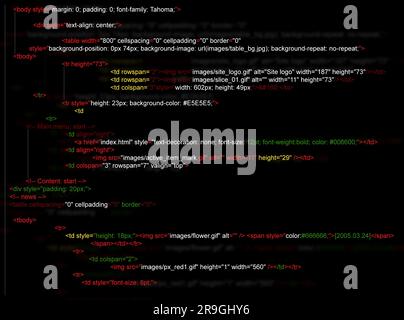 Source code written in programming language on black background Stock Photo