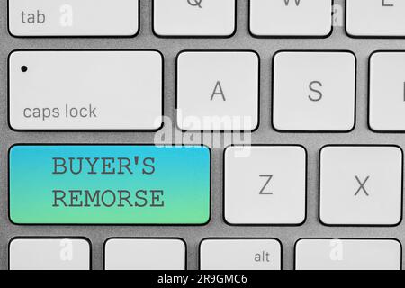 Button with text Buyer's Remorse on computer keyboard, top view Stock Photo