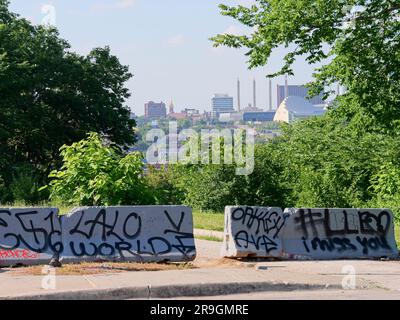 Kansas City Missouri Skyline From Penn Valley Park Stock Photo