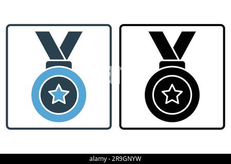 medal icon. icon related to Champion, winner, success, reward. Solid icon style design. Simple vector design editable Stock Vector