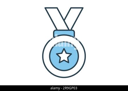 medal icon. icon related to Champion, winner, success, reward. Flat line icon style design. Simple vector design editable Stock Vector