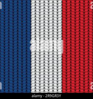 Flag of France on a braided rop. Stock Vector