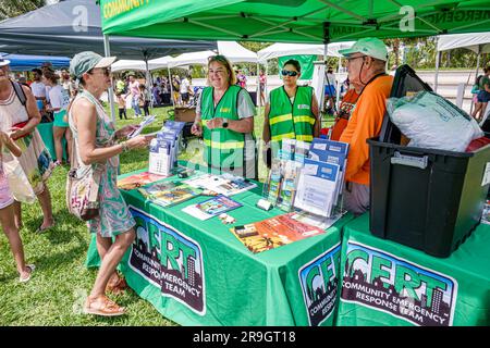 Miami Beach Florida,Altos del Mar Park,Turtle Fest festival event,family friendly,CERT Community Emergency Response Team vendor exhibitor volunteers i Stock Photo