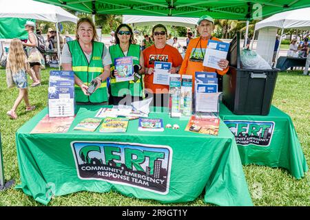 Miami Beach Florida,Altos del Mar Park,Turtle Fest festival event,family friendly,CERT Community Emergency Response Team vendor exhibitor volunteers i Stock Photo