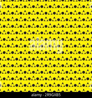 Seamless pattern of repeat geometric form, triangle, and round shape, modern style with black and yellow color. Stock Photo