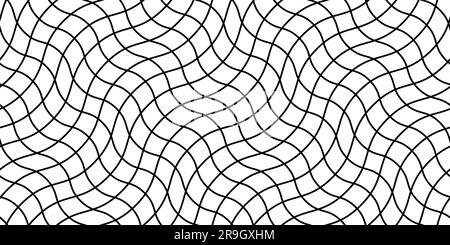 Wavy linear background. Guilloche seamless pattern. Black moire ornament. Design element for banknotes, diplomas, certificates. Vector wallpaper. Stock Vector