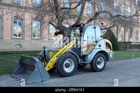 Compact wheel loader Kramer, in the Schlossplatz north of the New Palace, Stuttgart, Germany Stock Photo
