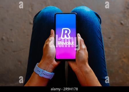 Brazil. 26th June, 2023. In this photo illustration, the Revolut logo is displayed on a smartphone mobile screen. Credit: SOPA Images Limited/Alamy Live News Stock Photo